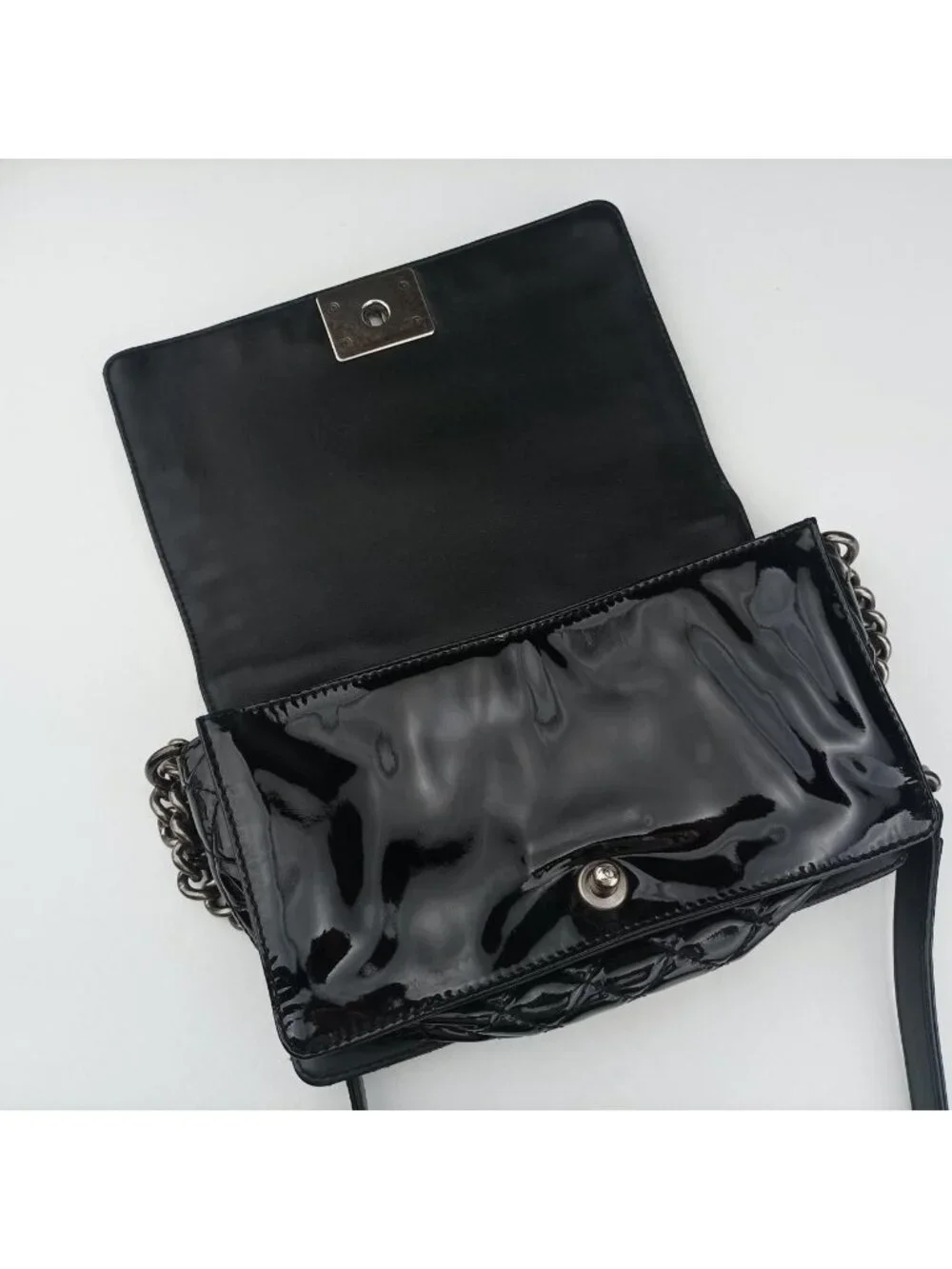 Chanel Boy Black Patent Shoulder Bag